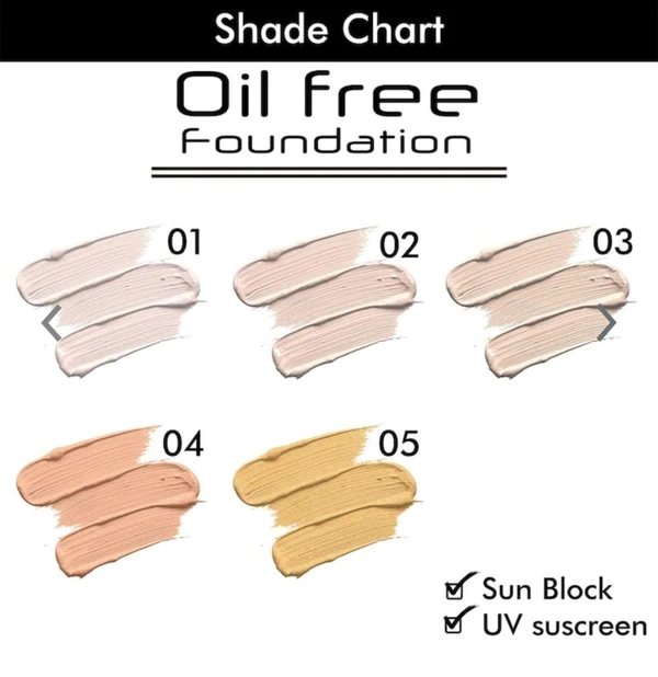 COLORS QUEEN Colors Queen Real Base Oil Free Water Proof Foundation 40ml - FREE SIZE, CREAM