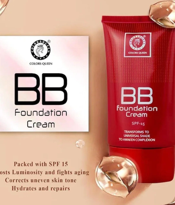 Colors Queen Women BB Cream Foundation Oil Free With (SPF-15) - Free Size, Marron