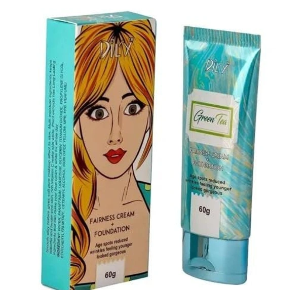 DILY Dily Green Tea Fitness Cream+ Foundation 60 g - FREE SIZE, GREEN