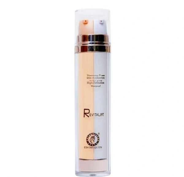 COLOR QUEEN  Colors Queen REVITALIFT Illuminating Primer + Base Foundation High Definition Double Action 2 IN 1 Foundation Water proof (SHEER IVORY) - PRIMER+FOUNDATION, Multicolor