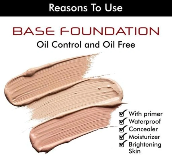 COLORS QUEEN Colors Queen Oil Free Base Foundation With Primer (Beige) - FOUNDATION, CREAM