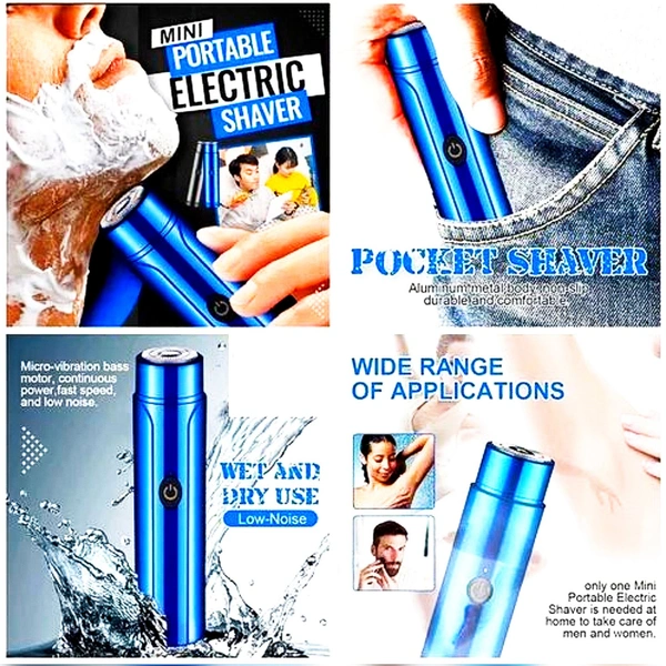 Mini Portable Electric Shaver - USB Rechargeable Safety Best Razors with Waterproof Compact Cordless Quick Charge  - Blue