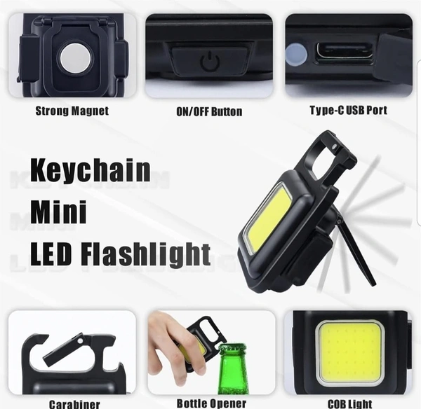 COB RECHARGEABLE KEYCHAIN Light - Black
