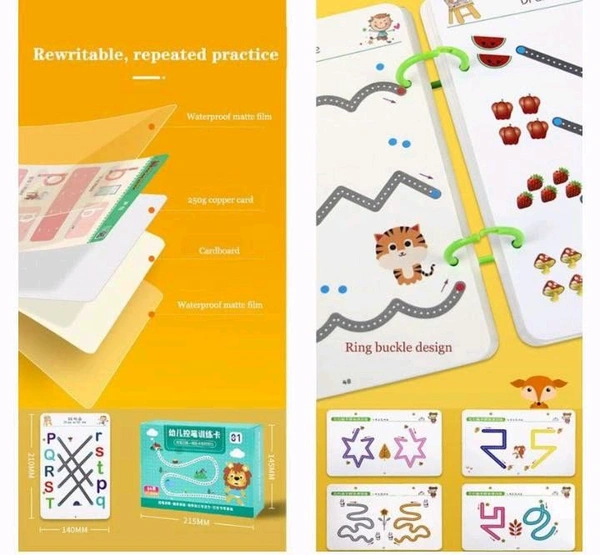 Magic Practice Reusable Pen Control Workbook for Kids, Practice Drawing Book, Lines, Shapes, Pattern