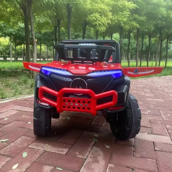 STC Ride on Jeep Battery Operated Jeep With Key Start USB Connectivity For Music, Remote Control With Dual Door Opening With Double Motor And Double Battery For Your Kids - Red