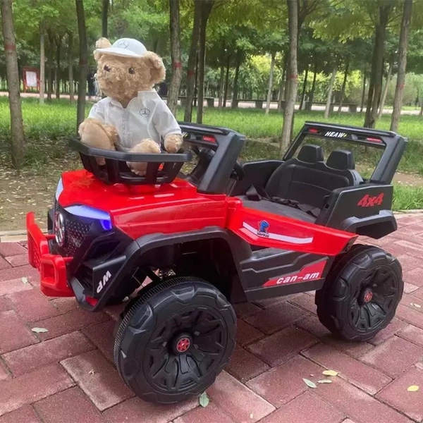 STC Ride on Jeep Battery Operated Jeep With Key Start USB Connectivity For Music, Remote Control With Dual Door Opening With Double Motor And Double Battery For Your Kids - Red