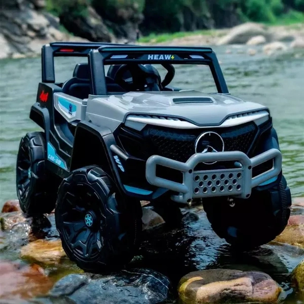 STC Ride on Jeep Battery Operated Jeep With Key Start USB Connectivity For Music, Remote Control With Dual Door Opening With Double Motor And Double Battery For Your Kids - Gray