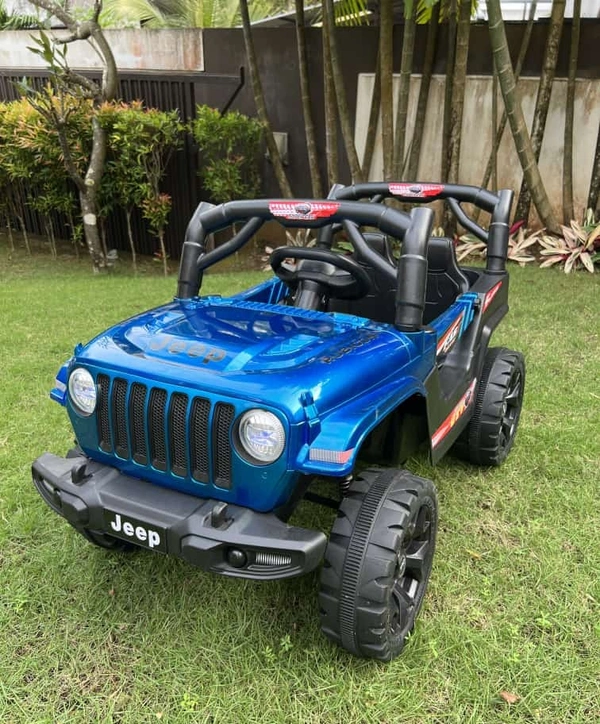 stc Painted Battery Operated Ride On Jeep With Remote Control - L 82 x B 40 x H 42 cm, PAINTED BLUE