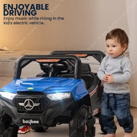 Battery Electric Kids Car, Ride on Baby Car with Bluetooth, Music & Light Jeep Battery Operated Ride On - PAINTED RED, 82 * 40 * 42 cm