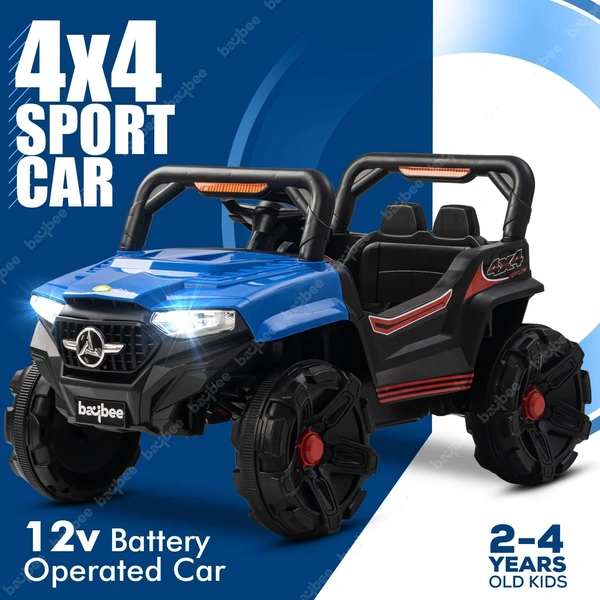 Battery Electric Kids Car, Ride on Baby Car with Bluetooth, Music & Light Jeep Battery Operated Ride On - PAINTED RED, 82 * 40 * 42 cm