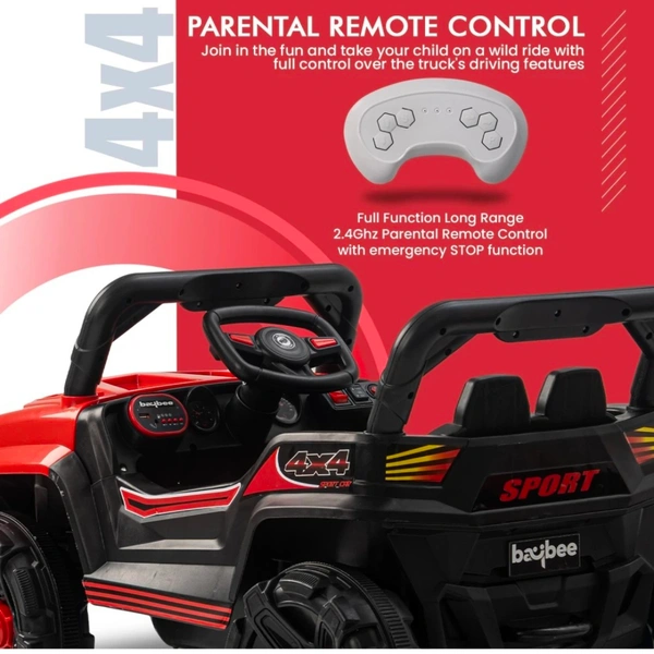 Stc Battery Electric Kids Car, Ride On Baby Car With Bluetooth, Music & Light Jeep Battery Operated Ride On - 82*40*42, painted red