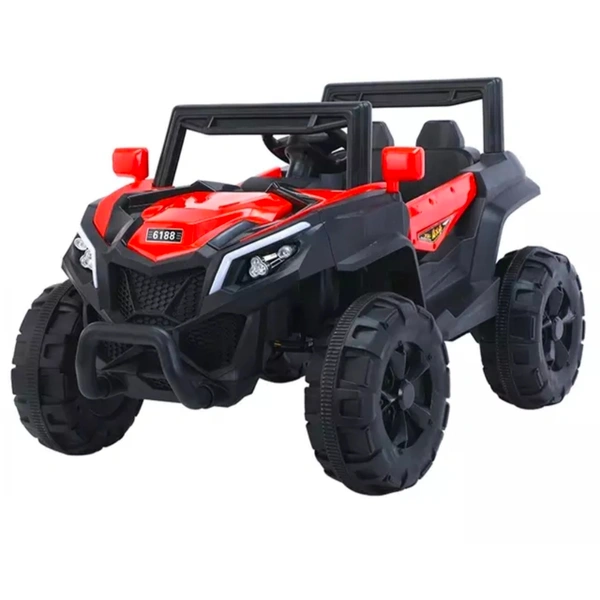 Stc Raminator Rechargeable Battery-Operated Ride on Electric Car for Kids |Baby Kids Car Jeep with Foot Accelerator & Music| Battery Operated Big Car for Kids to Drive 2 to 6 Years Boys Girl - L 110 * W 75 * H 65 cm, Red