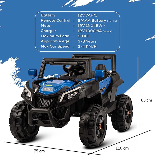 Stc Raminator Rechargeable Battery-Operated Ride on Electric Car for Kids |Baby Kids Car Jeep with Foot Accelerator & Music| Battery Operated Big Car for Kids to Drive 2 to 6 Years Boys Girl - L 110 * W 75 * H 65 cm, Red