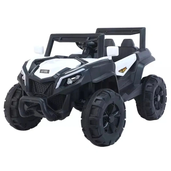 Stc Raminator Rechargeable Battery-Operated Ride on Electric Car for Kids |Baby Kids Car Jeep with Foot Accelerator & Music| Battery Operated Big Car for Kids to Drive 2 to 6 Years Boys Girl - L 110 * W 75 * H 65 cm, White