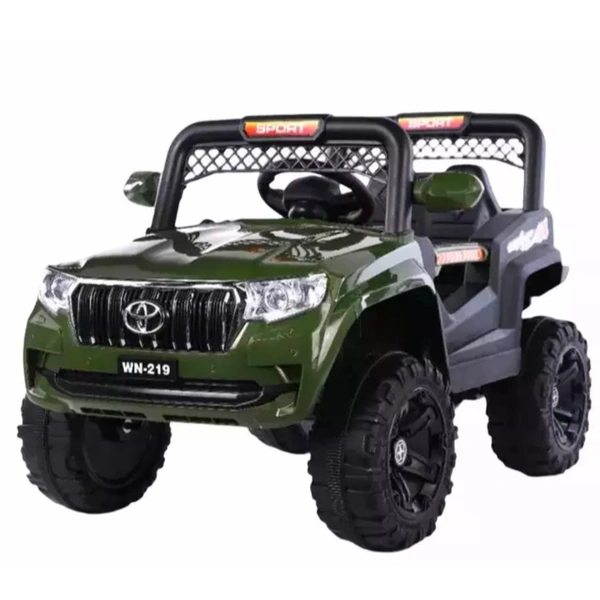 Stc Battery Electric Kids Car, Ride On Baby Car With Bluetooth, Music & Light Jeep Battery Operated Ride On For Kids - Green