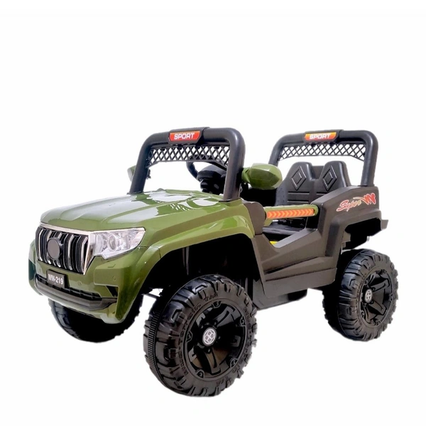 Stc Battery Electric Kids Car, Ride On Baby Car With Bluetooth, Music & Light Jeep Battery Operated Ride On For Kids - Green