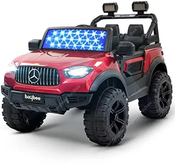 STC Kids Battery Operated Car Jeep Rechargeable Car for Kids Electric car for Baby Ride On Toy Car with R/C for Boys & Girls Kids 3 to 8 Years - PAINTED RED, 105 * 68 * 75 cm