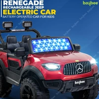 Kids Battery Operated Car Jeep Rechargeable Car for Kids Electric car for Baby Ride On Toy Car with R/C for Boys & Girls Kids 1 to 8 Years - PAINTED RED