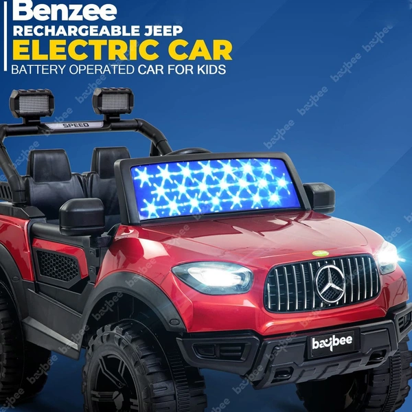 Kids Battery Operated Car Jeep Rechargeable Car for Kids Electric car for Baby Ride On Toy Car with R/C for Boys & Girls Kids 1 to 8 Years - PAINTED RED