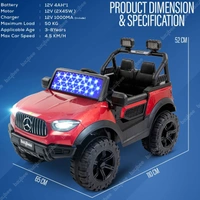 Kids Battery Operated Car Jeep Rechargeable Car for Kids Electric car for Baby Ride On Toy Car with R/C for Boys & Girls Kids 1 to 8 Years - PAINTED RED