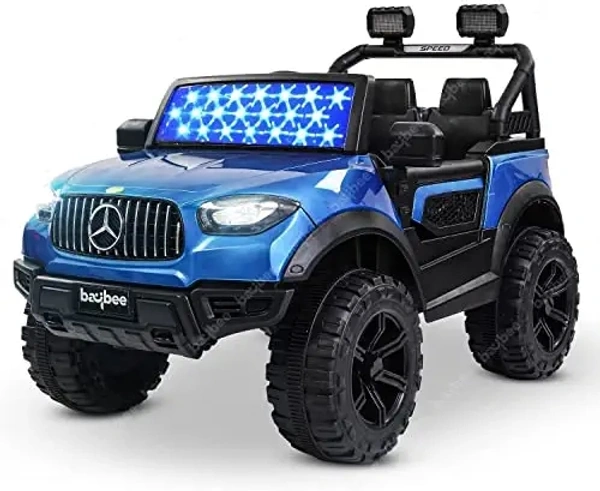 Kids Battery Operated Car Jeep Rechargeable Car for Kids Electric car for Baby Ride On Toy Car with R/C for Boys & Girls Kids 1 to 8 Years - PAINTED BLUE