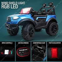 Kids Battery Operated Car Jeep Rechargeable Car for Kids Electric car for Baby Ride On Toy Car with R/C for Boys & Girls Kids 1 to 8 Years - PAINTED BLUE