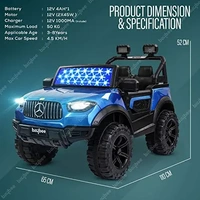 Kids Battery Operated Car Jeep Rechargeable Car for Kids Electric car for Baby Ride On Toy Car with R/C for Boys & Girls Kids 1 to 8 Years - PAINTED BLUE