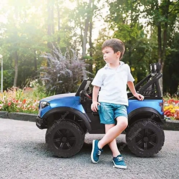 Kids Battery Operated Car Jeep Rechargeable Car for Kids Electric car for Baby Ride On Toy Car with R/C for Boys & Girls Kids 1 to 8 Years - PAINTED BLUE