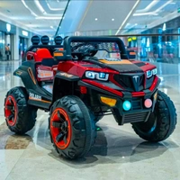 STC Kids Battery Operated Car Jeep Rechargeable Car for Kids Electric car for Baby Ride On Toy Car with R/C for Boys & Girls Kids 1 to 8 Years - PAINTED RED