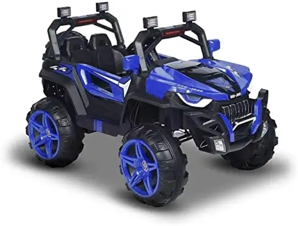 Kidz Auto KAB J909 Jeep (4 Wheel drive ) , Battery-Operated,Remote Control Ride-On with Foot Accelerator,Seat Belt,MP3/USB Port,Spring Suspension,Openable Doors,Spare Wheel Electric Vehicle for Kids - Blue