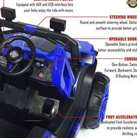 Kidz Auto KAB J909 Jeep (4 Wheel drive ) , Battery-Operated,Remote Control Ride-On with Foot Accelerator,Seat Belt,MP3/USB Port,Spring Suspension,Openable Doors,Spare Wheel Electric Vehicle for Kids - Blue