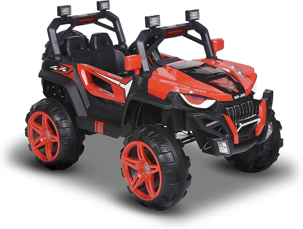 Kidz Auto KAB J909 Jeep (4 Wheel drive ) , Battery-Operated,Remote Control Ride-On with Foot Accelerator,Seat Belt,MP3/USB Port,Spring Suspension,Openable Doors,Spare Wheel Electric Vehicle for Kids - Red