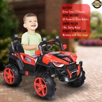Kidz Auto KAB J909 Jeep (4 Wheel drive ) , Battery-Operated,Remote Control Ride-On with Foot Accelerator,Seat Belt,MP3/USB Port,Spring Suspension,Openable Doors,Spare Wheel Electric Vehicle for Kids - Red