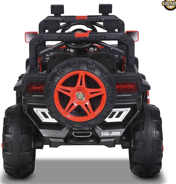 Kidz Auto KAB J909 Jeep (4 Wheel drive ) , Battery-Operated,Remote Control Ride-On with Foot Accelerator,Seat Belt,MP3/USB Port,Spring Suspension,Openable Doors,Spare Wheel Electric Vehicle for Kids - Red