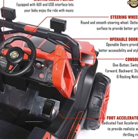 Kidz Auto KAB J909 Jeep (4 Wheel drive ) , Battery-Operated,Remote Control Ride-On with Foot Accelerator,Seat Belt,MP3/USB Port,Spring Suspension,Openable Doors,Spare Wheel Electric Vehicle for Kids - Red