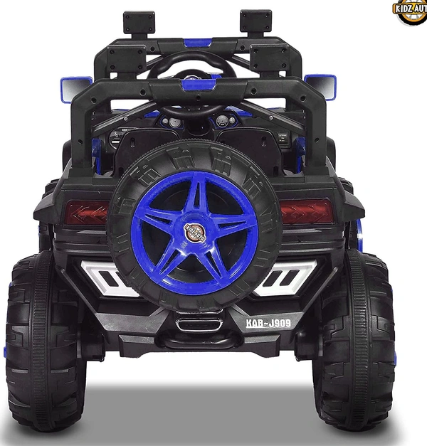 Kidz Auto KAB J909 Jeep (4 Wheel drive ) , Battery-Operated,Remote Control Ride-On with Foot Accelerator,Seat Belt,MP3/USB Port,Spring Suspension,Openable Doors,Spare Wheel Electric Vehicle for Kids - Blue