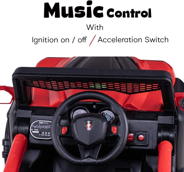 Dodge Baby Toy Car to Drive, Rechargeable 12V Battery Operated Ride-On Car for Kids Music Lights with R/C Jeep, Electric-Car, Kids Car, Racing Car for Boys & Girls Age 2-6 Years Old - PAINTED RED