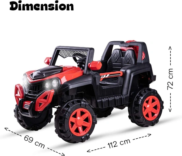 Dodge Baby Toy Car to Drive, Rechargeable 12V Battery Operated Ride-On Car for Kids Music Lights with R/C Jeep, Electric-Car, Kids Car, Racing Car for Boys & Girls Age 2-6 Years Old - PAINTED RED