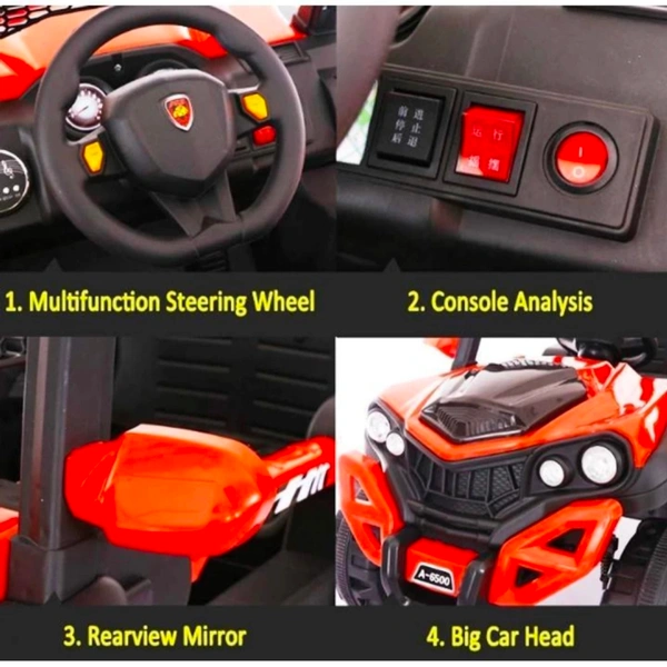 Dodge Baby Toy Car to Drive, Rechargeable 12V Battery Operated Ride-On Car for Kids Music Lights with R/C Jeep, Electric-Car, Kids Car, Racing Car for Boys & Girls Age 2-6 Years Old - PAINTED RED