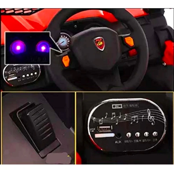 Dodge Baby Toy Car to Drive, Rechargeable 12V Battery Operated Ride-On Car for Kids Music Lights with R/C Jeep, Electric-Car, Kids Car, Racing Car for Boys & Girls Age 2-6 Years Old - PAINTED RED