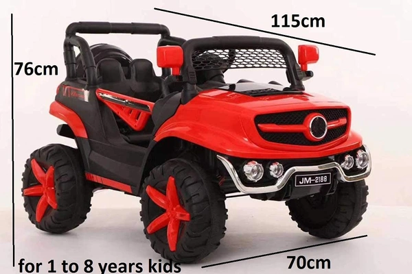 STC Kids Battery Operated Car Jeep Rechargeable Car for Kids Electric car for Baby Ride On Toy Car with R/C for Boys & Girls Kids 1 to 8 Years - PAINTED RED