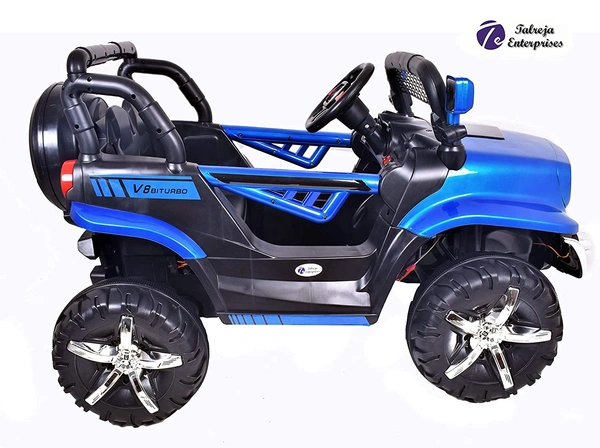 STC Kids Battery Operated Car Jeep Rechargeable Car for Kids Electric car for Baby Ride On Toy Car with R/C for Boys & Girls Kids 1 to 8 Years - PAINTED BLUE