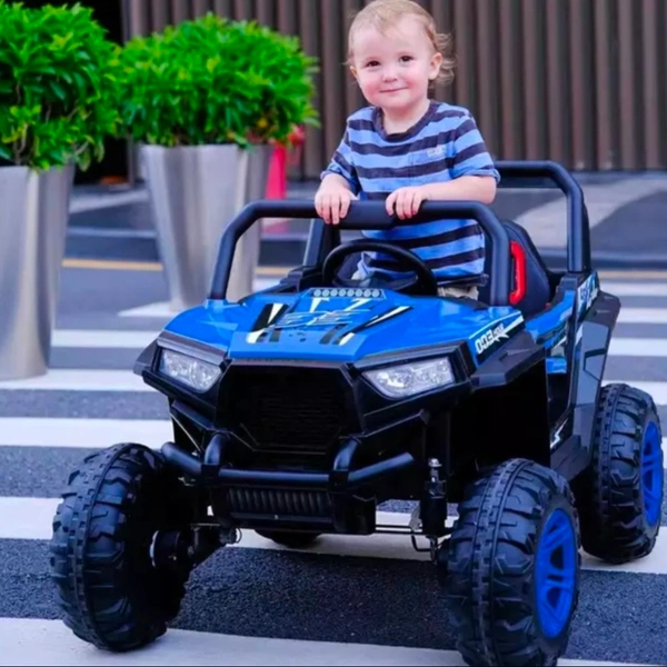 Stc Wrath Rechargeable Battery-Operated Ride on Electric Car Jeep for Kids | Baby Car Jeep with Bluetooth, USB, Music | Battery Operated Big Car for Kids to Drive 2 to 8 Years Boys Girls  - Blue