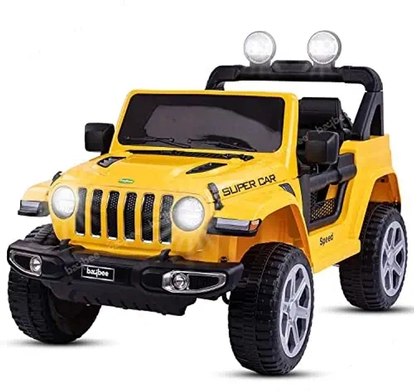 STC Robicun Battery Operated Car Jeep for Kids, Ride on Toy Kids Car with Light, Music| Racing Baby Big Electric Car Jeep | Rechargeable Battery Car for Kids to Drive 2 to 5 Years Boy Girl- 4MOTOR - Yellow