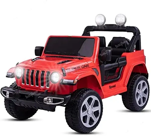 STC Robicun Battery Operated Car Jeep for Kids, Ride on Toy Kids Car with Light, Music| Racing Baby Big Electric Car Jeep | Rechargeable Battery Car for Kids to Drive 2 to 5 Years Boy Girl- 4MOTOR - Red