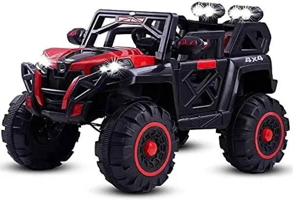 Stc Goods Pro Car to Drive, Rechargeable 12V Battery Operated Ride-On Car for Kids Music Lights with R/C Jeep, Electric-Car, Kids Car, Racing Car for Boys & Girls Age 2-6 Years - Red