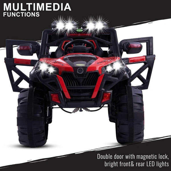 Stc Goods Pro Car to Drive, Rechargeable 12V Battery Operated Ride-On Car for Kids Music Lights with R/C Jeep, Electric-Car, Kids Car, Racing Car for Boys & Girls Age 2-6 Years - Red