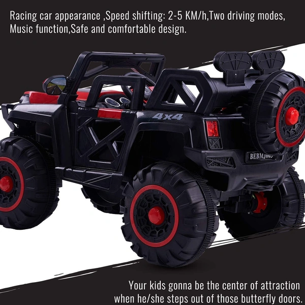 Stc Goods Pro Car to Drive, Rechargeable 12V Battery Operated Ride-On Car for Kids Music Lights with R/C Jeep, Electric-Car, Kids Car, Racing Car for Boys & Girls Age 2-6 Years - Red