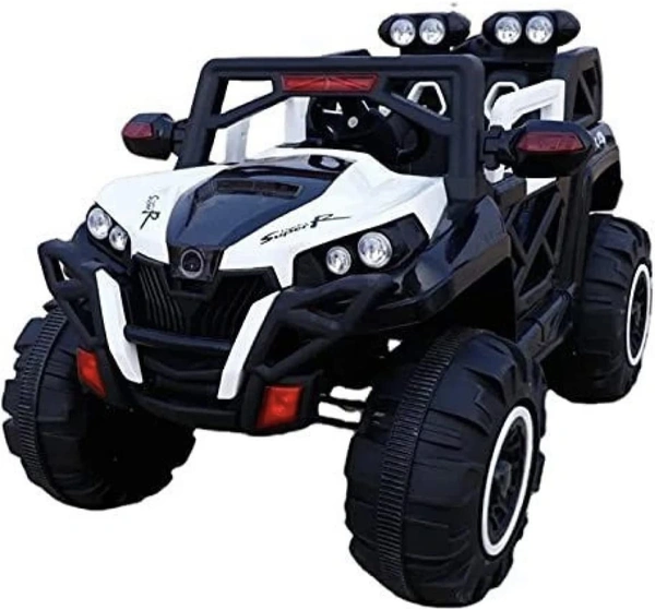 Stc Goods Pro Car to Drive, Rechargeable 12V Battery Operated Ride-On Car for Kids Music Lights with R/C Jeep, Electric-Car, Kids Car, Racing Car for Boys & Girls Age 2-6 Years - White