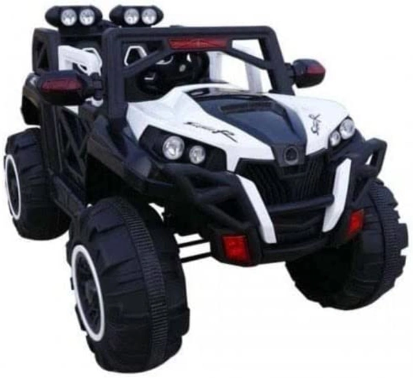 Stc Goods Pro Car to Drive, Rechargeable 12V Battery Operated Ride-On Car for Kids Music Lights with R/C Jeep, Electric-Car, Kids Car, Racing Car for Boys & Girls Age 2-6 Years - White